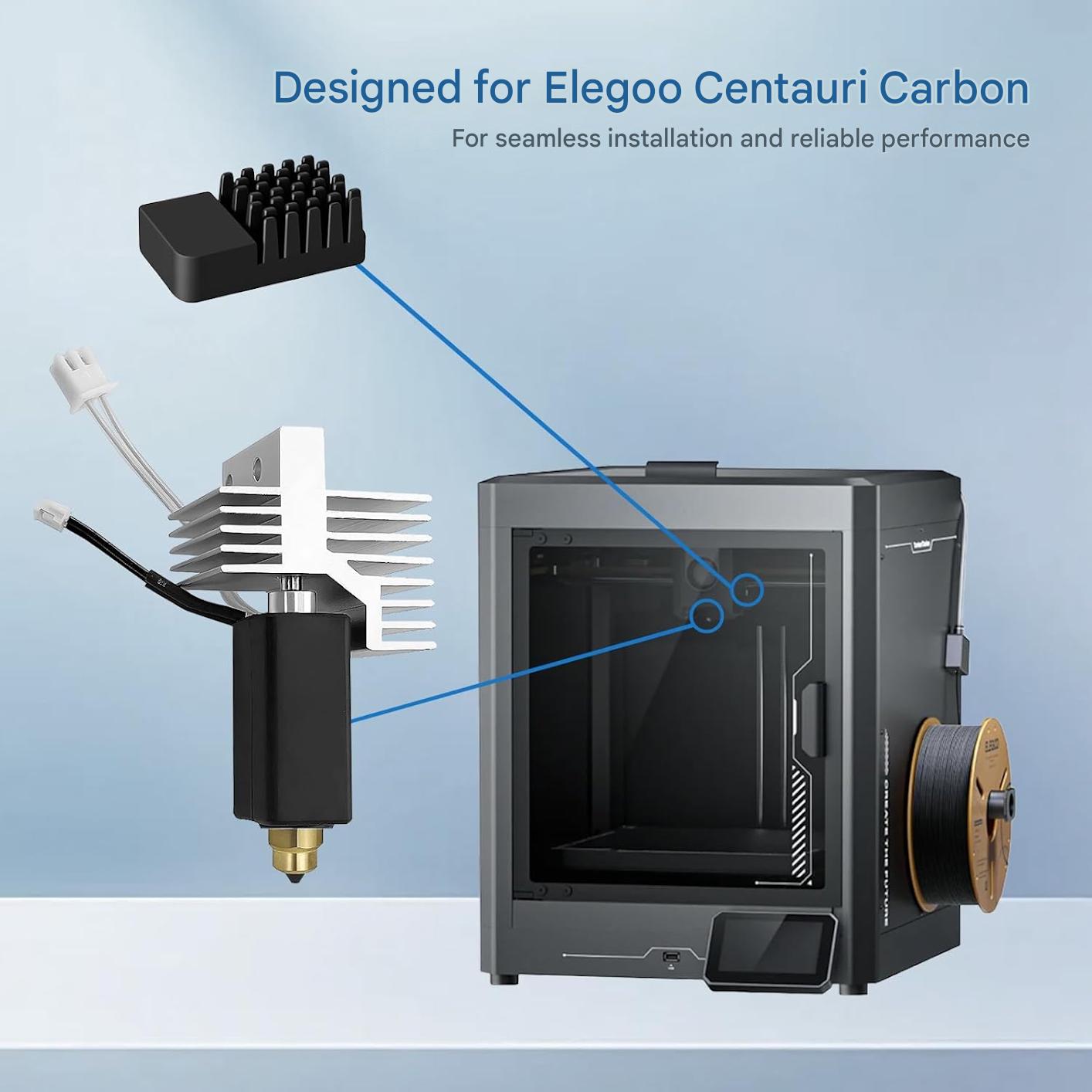 Kit Hotend complet pre-asamblat pentru imprimanta 3D, duza de alama 0,4 mm, pentru Elegoo Centauri Carbon, teava silicon, stergator de duza inclus