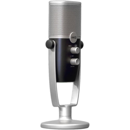 Microfon condensator USB-C AKG Ara, Dual Pattern (Cardioid/Omnidirectional), pentru podcast, streaming, gaming, compatibil Windows/Mac/iOS/Android, albastru/argintiu
