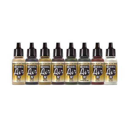 Set de 8 vopsele acrilice 17 ml pentru modelism, German Camouflage 1940-1945, Vallejo ‎VJ71206, pentru airbrush
