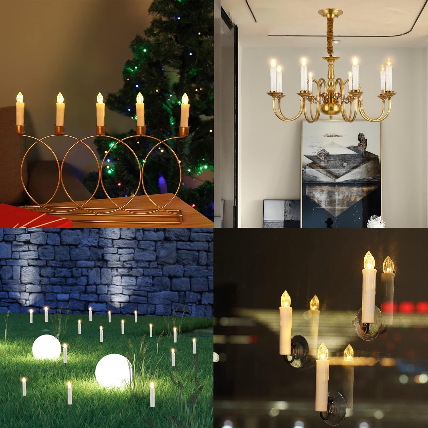 Set 10 Lumanari LED cu telecomanda, impermeabile IP64, dimabile cu 5 niveluri luminozitate, 3 moduri iluminare, cu prindere tip clema, tarus, ventuza sau suport, pentru Halloween, Craciun, nunta, petrecere, decoratiuni de gradina