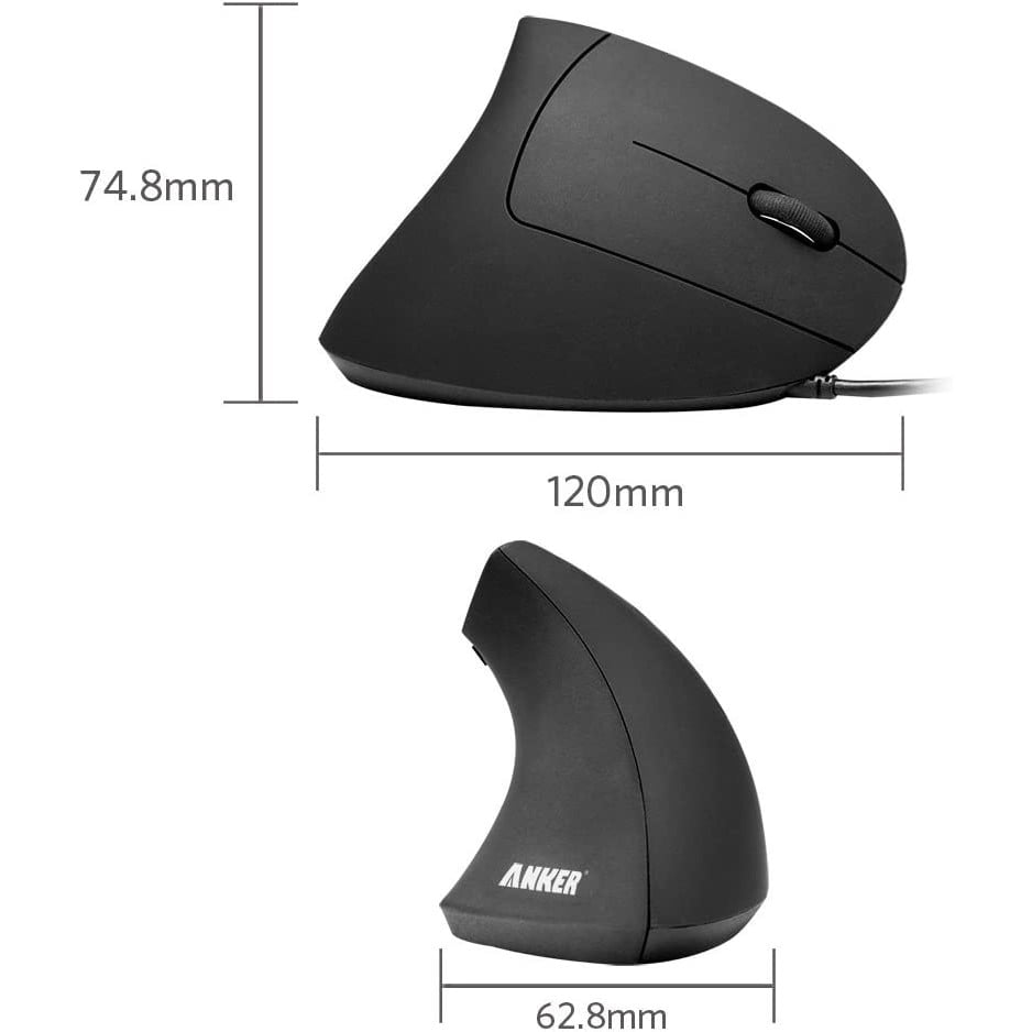 Mouse vertical ergonomic USB cu fir, DPI reglabil 1000/1600, optic, cu 5 butoane