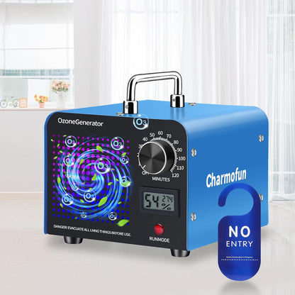 Generator profesional de ozon, 60.000 mg/h, temporizator 120 min, sterilizare, dezinfectare, cu afisaj temperatura si umiditate, purificator de aer O3 pentru masina, casa, bucatarie si zone cu animale – albastru
