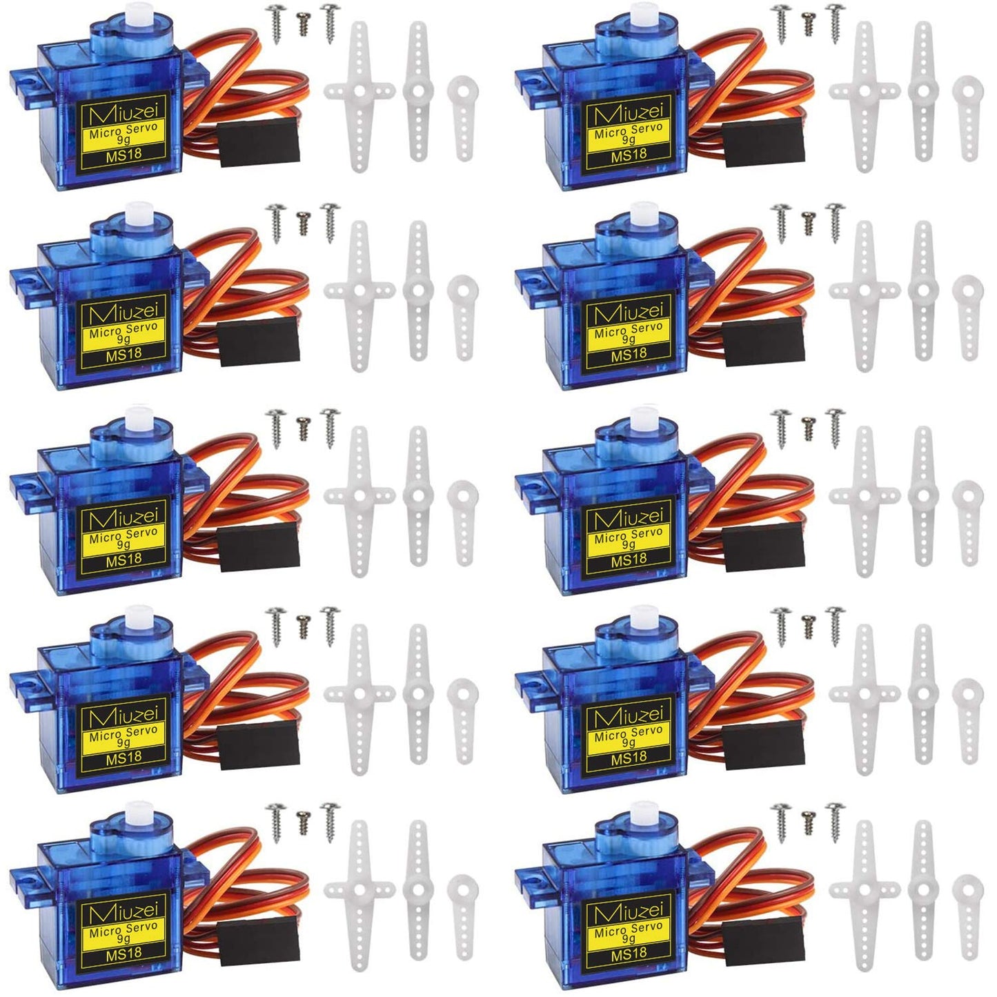 Kit servomotor SG90 9G, 10 bucati, 4.8V - 6.0V, unghi operare 0°-180°, pentru masina RC, Robot, Elicopter, Avion