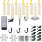 Set 10 Lumanari LED cu telecomanda, impermeabile IP64, dimabile cu 5 niveluri luminozitate, 3 moduri iluminare, cu prindere tip clema, tarus, ventuza sau suport, pentru Halloween, Craciun, nunta, petrecere, decoratiuni de gradina