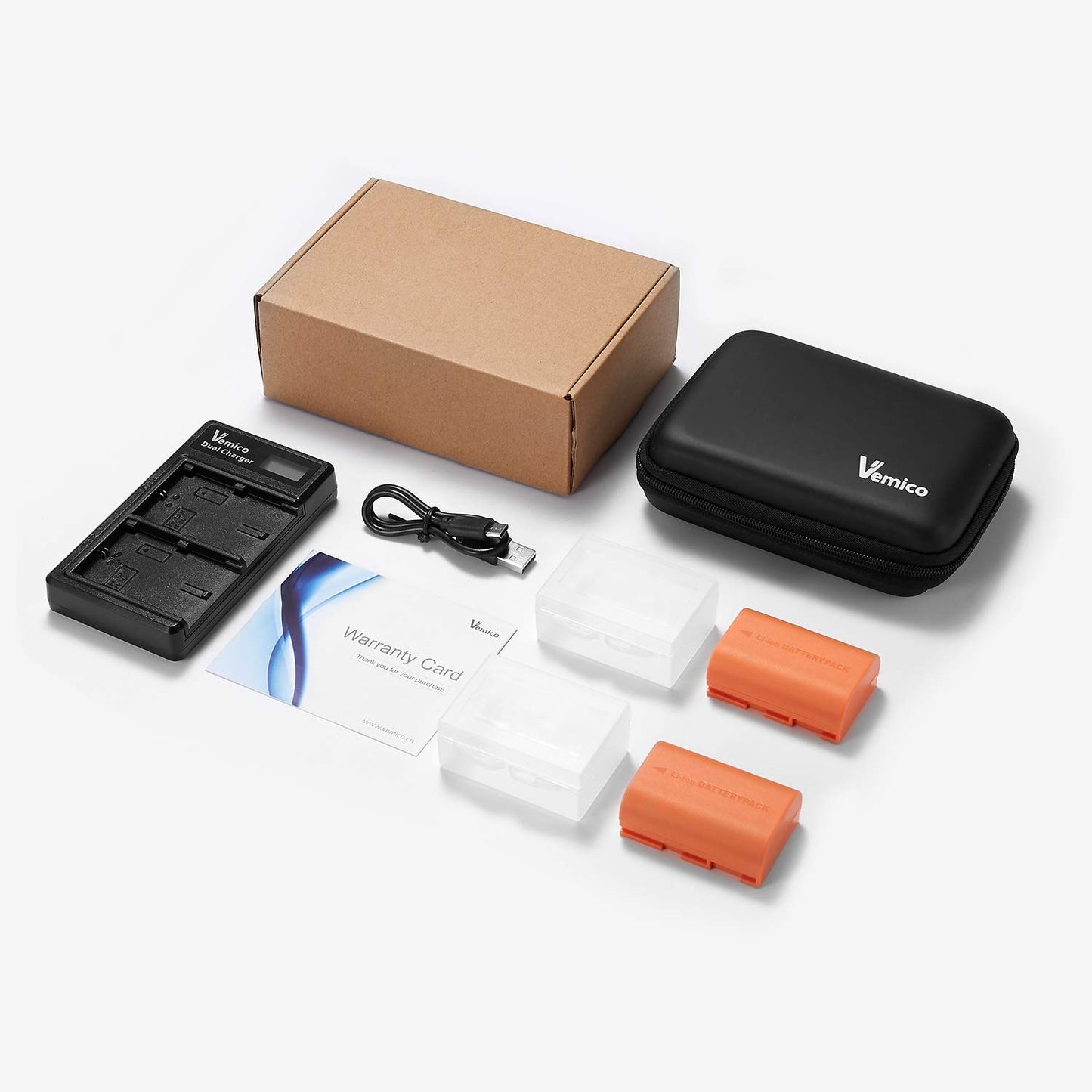 Set 2 Acumulatori LP-E6 LP-E6N + Incarcator , Vemico 2040 mAh , pentru Canon EOS 7D Mark II , 5D Mark IV , 5D Mark III , 70D , 5DS , 5DS R , 5D Mark II , 6D , 7D , 80D , 60D
