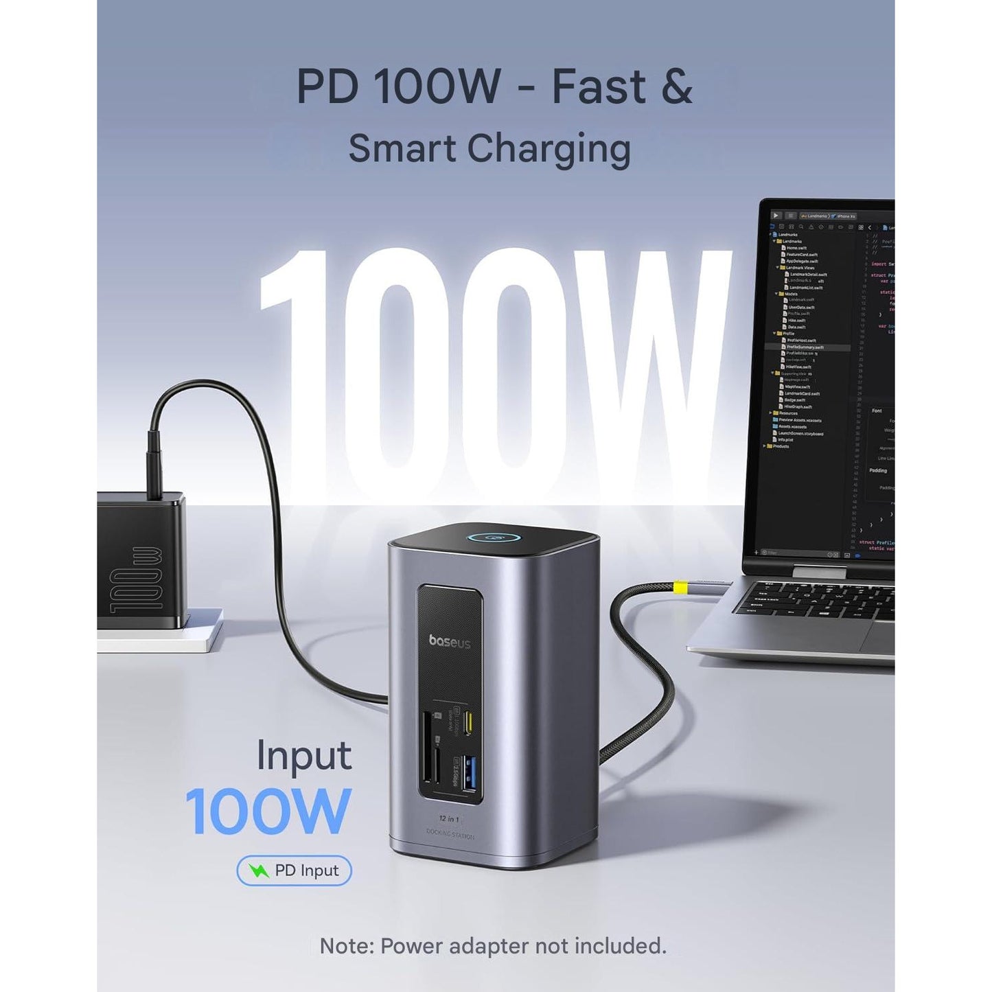 Statie de andocare 12 in 1, extindere la 2 monitoare 4K, PD 100W, 2 x HDMI 4K, 4 x USB-A, 2 x USB-C 10Gbps, TF/SD 104 Mbit/s, Gigabit Ethernet, cu buton blocare ecran, compatibila cu laptopuri Dell, HP, Lenovo, Asus, Acer, Mac