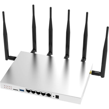 Router wireless cu slot cartela SIM, viteza 4G LTE pana la 300 Mbps, WG3526 Cat 6 AC1200 Dual Band, Wi-Fi Gigabit 2.4G/5.8G, USB 3.0, 6 antene externe 5 dBi, carcasa metalica
