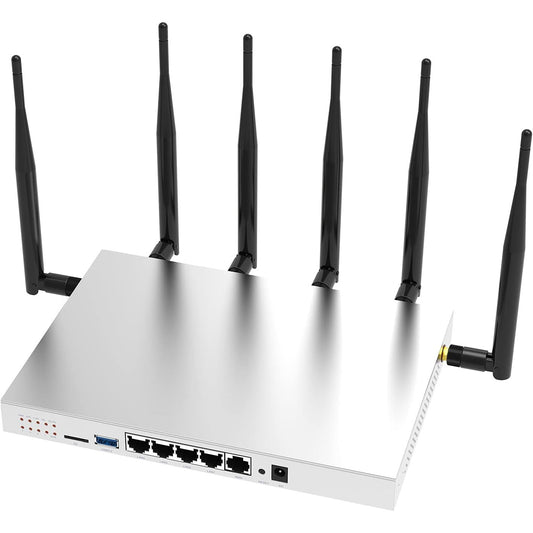 Router wireless cu slot cartela SIM, viteza 4G LTE pana la 300 Mbps, WG3526 Cat 6 AC1200 Dual Band, Wi-Fi Gigabit 2.4G/5.8G, USB 3.0, 6 antene externe 5 dBi, carcasa metalica