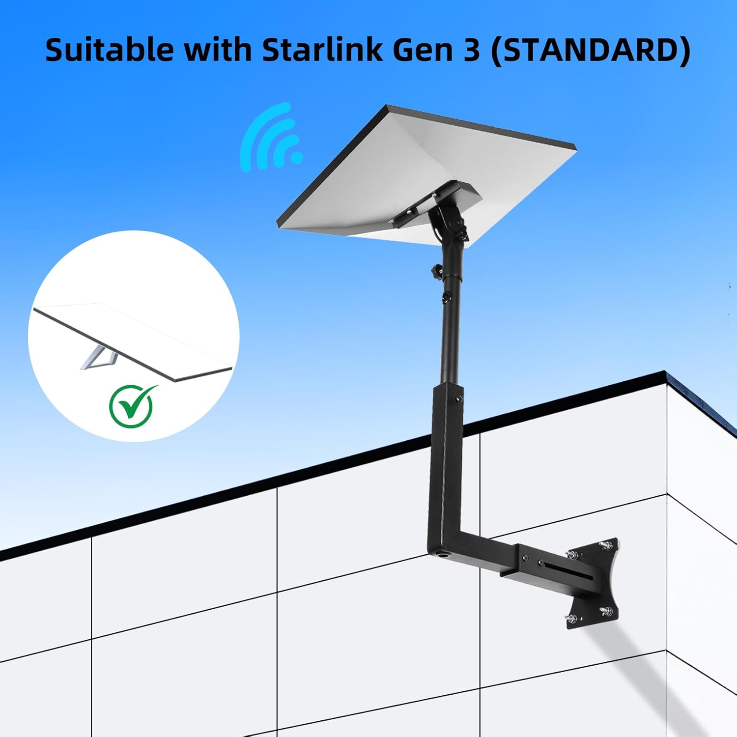 Suport antena Starlink Gen 3, montura reglabila 90-180, metal, negru