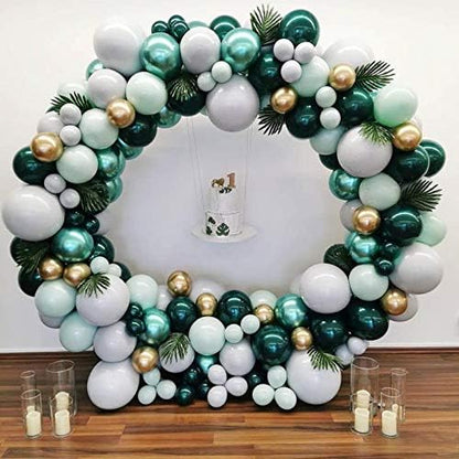 Set arcada metalica, tip cerc, 1.8 m, cu picioare, banda pentru baloane si accesorii, reutilizabila, pentru nunta, zi de nastere, fundal foto, accesorii petreceri, decoratiuni