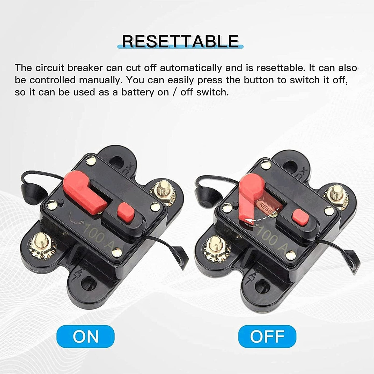 Intrerupator auto 12-84V, disjunctor 100A cu siguranta automata cu resetare manuala, pentru masina, caravana, barca, camion
