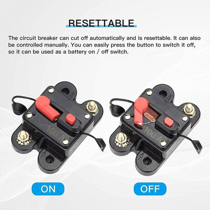 Intrerupator auto 12-84V, disjunctor 100A cu siguranta automata cu resetare manuala, pentru masina, caravana, barca, camion