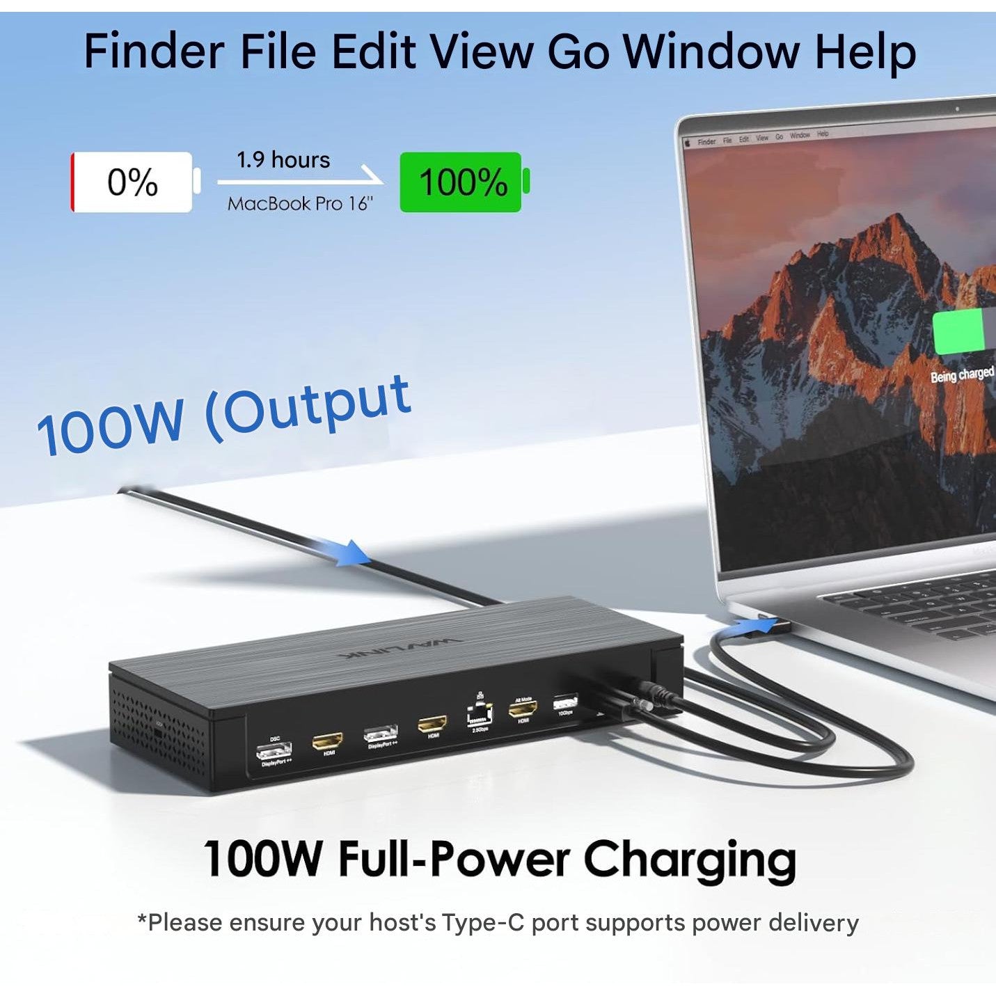 Statie de andocare WAVLINK 13-in-1 DisplayLink, Dual 8K / 5x 4K, 3x HDMI + 2x DisplayPort, USB-C 100W Power Delivery, USB 3.2 10Gbps, Ethernet 2.5G, compatibila Windows & Mac (M1/M2/M3/M4)