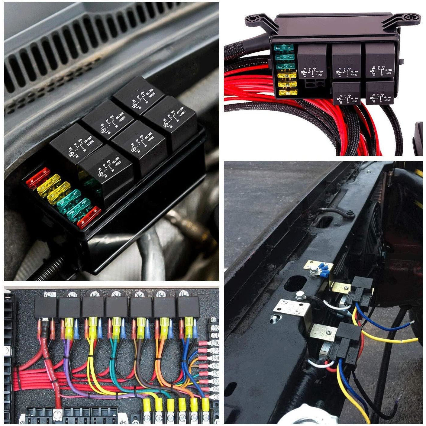 Set de 2 releu auto de 24V 40A, 5 pini, cu priza si fire, 2.5 x 3 cm, Gebildet JD2914