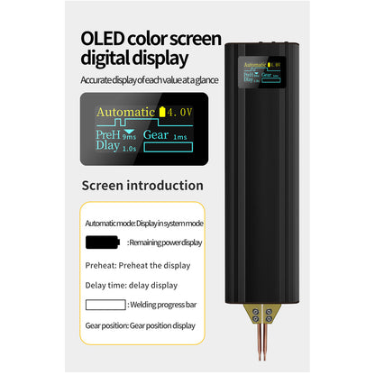 Aparat de sudura in puncte portabil, acumulator 5000mAh, 80 de niveluri, display OLED, mod automat si manual, pentru lipit baterii 18650/26650/32650