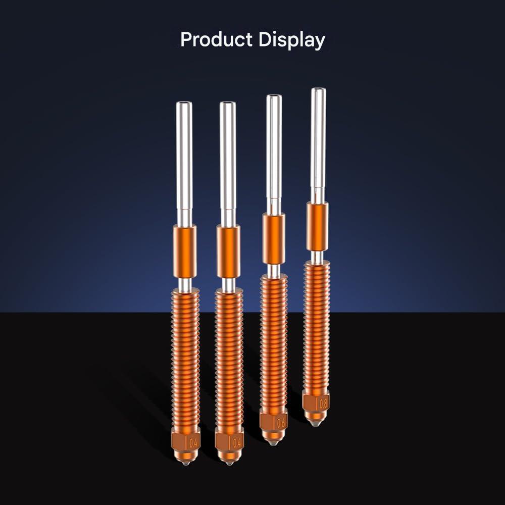 Set de 4 duze pentru Creality Linx K2P, cu schimbare rapida, material imbunatatit, 2 duze de 0, 4 mm, 1 duza de 0, 6 mm, 1 duza de 0, 8 mm, compatibil K2 Plus, din aliaj de cupru si otel calit