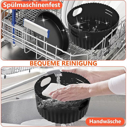Set accesorii compatibile friteuza cu aer cald 4 x 19 cm – gratar, tava pizza si hartie de copt siliconica pentru Russell Hobbs 4L, Philips 2000 4, 2L, Ninja 5, 2L, COSORI 3, 8L