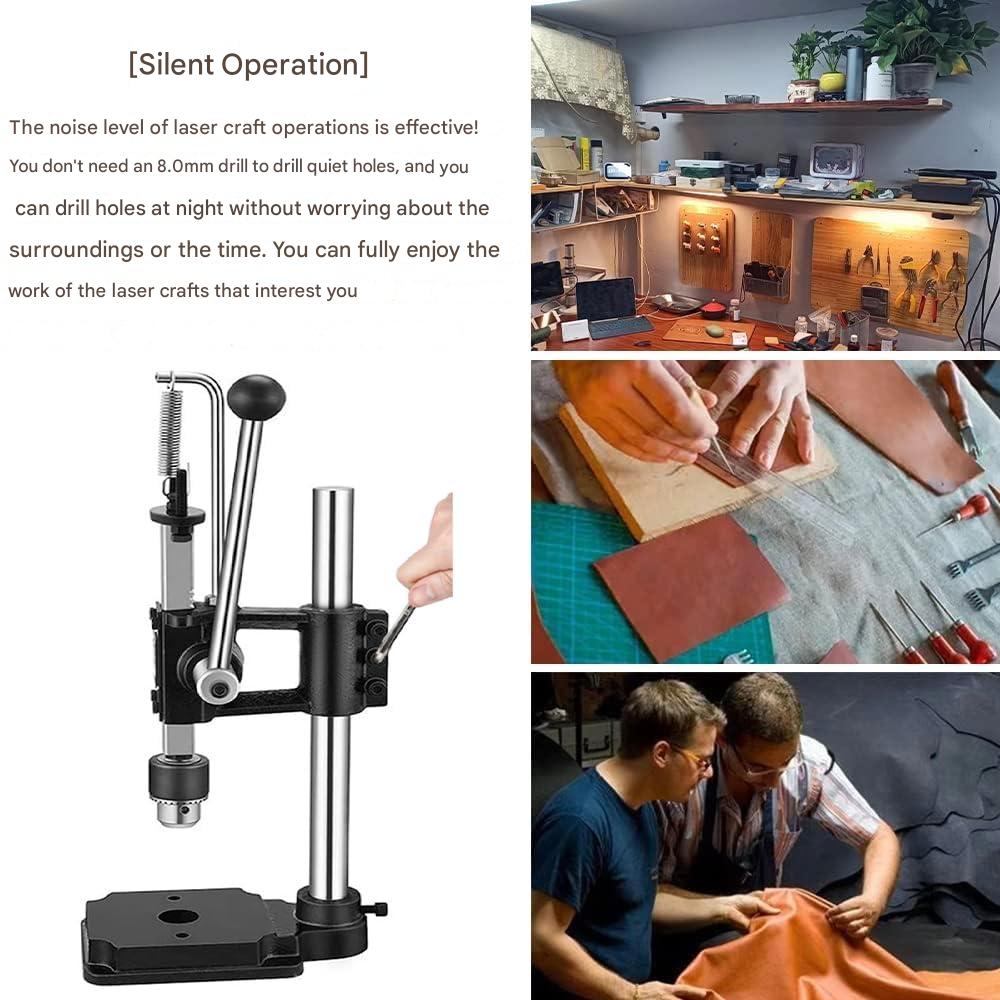 Presa pentru perforat si stantat pielea profesionala 160kg, set 11 accesorii, 4 dalti 1/2/4/6 dinti, 7 poansoane 3-9mm, ergonomic, din metal