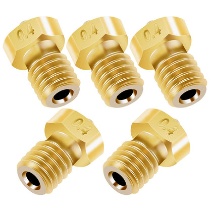 Set duze imprimanta 3D, 30 bucati, 0,2 mm; 0,3 mm; 0,4 mm; 0,6 mm; 0,8 mm; 1,0 mm, din alama, filet M6, pentru filament 1.75 mm, cu tije de curatare, pentru hotend V5, V6