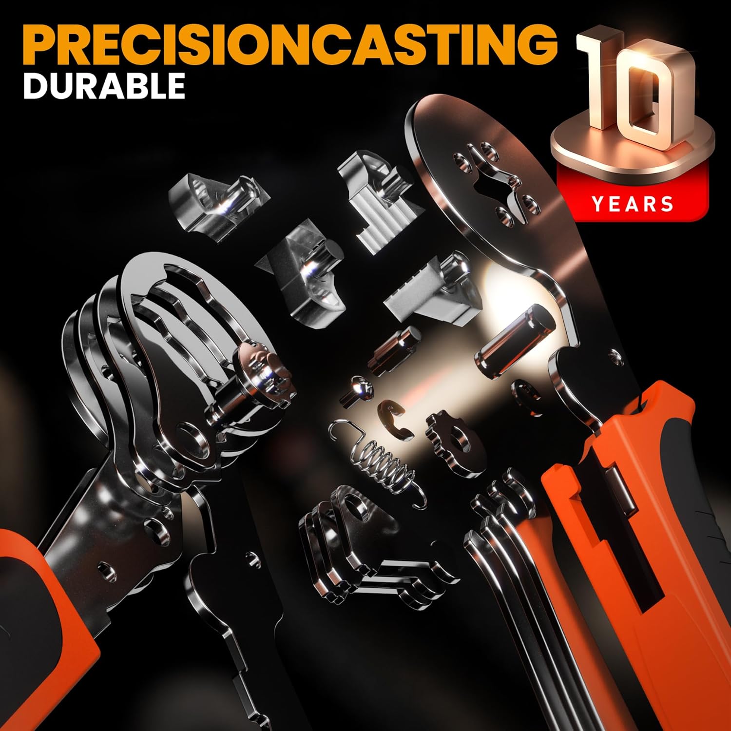 Cleste de sertizare, Trusa de sertizare cabluri electrice premium, 770 terminale, 9 tipuri [0, 25-10 mm²], Cleste cu reglare automata, Cutie de depozitare si transport