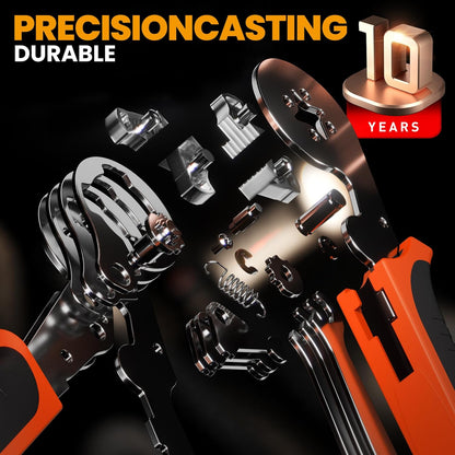 Cleste de sertizare, Trusa de sertizare cabluri electrice premium, 770 terminale, 9 tipuri [0, 25-10 mm²], Cleste cu reglare automata, Cutie de depozitare si transport