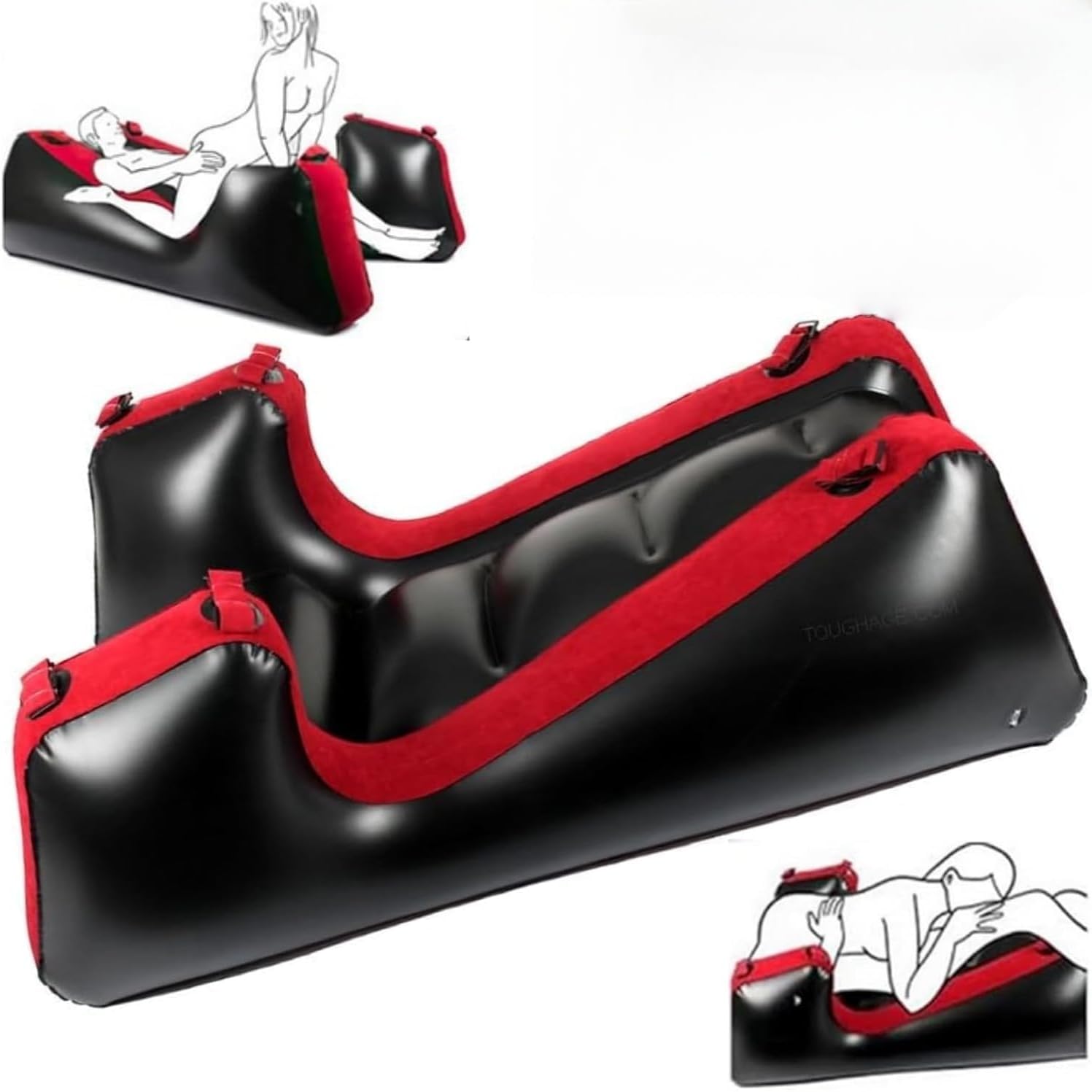 Canapea gonflabila pozitii sexuale, perna sexuala pentru jocuri de adulti, mobilier sexual gonflabil pentru pozitionarea punctului G, 50x35x18, negru/rosu