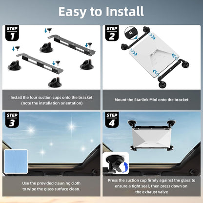 Suport auto Futrue-Wolker pentru Starlink Mini, cu ventuza, reglabil, potrivit pentru masina, camper, barca si camion cu acoperis din sticla