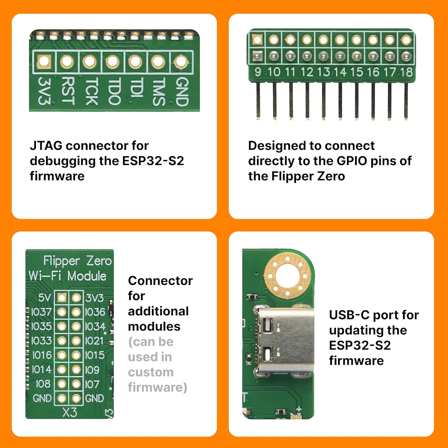Placa de dezvoltare WiFi Devboard pentru Flipper Zero, modul ESP32-S2 USB-C si GPIO, Dev Board wireless cu antena WiFi integrata pentru Debugging si Firmware, compatibil Flipper Zero