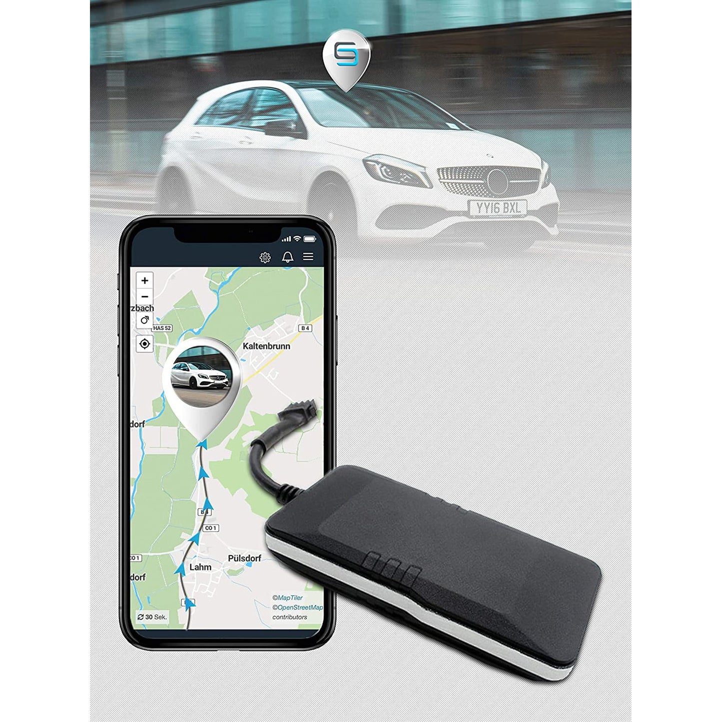 Localizator GPS auto, tracker universal cu urmarire live, geo-fencing, conexiune directa la baterie 9-36 V, cu alarma de miscare, depasire viteza si intrerupere sursa de tensiune