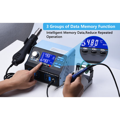 Statie de lipit si dezlipit profesionala 750W Preciva 992D cu aer cald pentru dezlipire, cu display LCD, temperatura reglabila si functie memorie