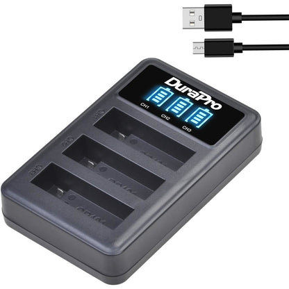 Set 3 acumulatori compatibili GoPro Hero 4, AHDBT-401 1680 mAh si incarcator USB LED cu 3 canale si afisaj LED, pentru camera de actiune