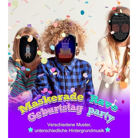 Masca Halloween LED inteligenta cu 60 de imagini, schimbare imagine prin gesturi, cu acumulator, negru