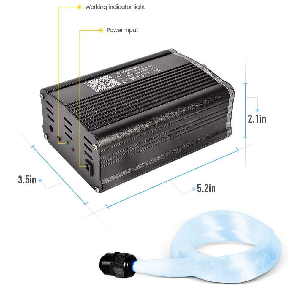 Kit fibra optica plafon instelat ,200 bucati, 2m, 0.75mm, cer instelat, masina de iluminat RGBW cu control prin aplicatie, Bluetooth