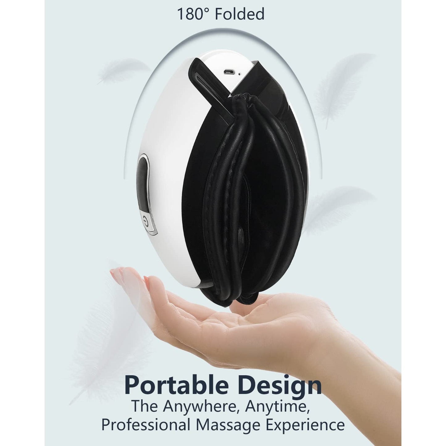 Aparat de masaj ocular cu Bluetooth, 5 moduri de masaj, ochelari pliabili pentru masare ochi, cu functie caldura, presiune si vibratie, Salipt