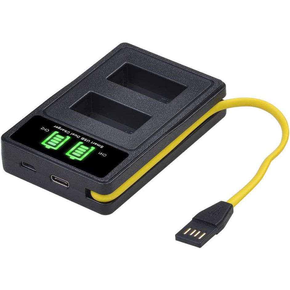 Set 2 acumulatori EN-EL20 EN-EL20 1200 mAh PowerTrust cu incarcator cu display LCD pentru Nikon EN EL20, Coolpix A 1 AW1, 1 J1, 1 J2, 1 J3, 1 S1, 1 V3