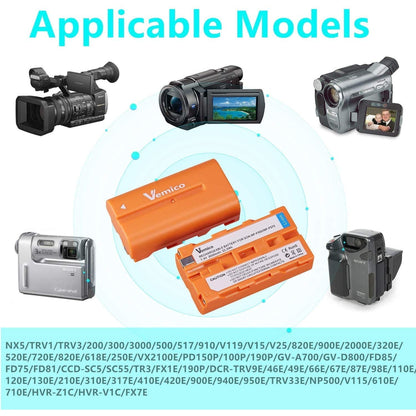 Set 2 acumulatori si incarcator cu LCD Vemico, NP-F550 3000 mAh , cablu USB tip C, baterie de schimb pentru camera NP F970 / F960 / F770 / F750 / F570 / F550 / F530 / F330 / CCD-SC55 / TR516 / TR716 / TR818 / TR910 / TR917 / TR940