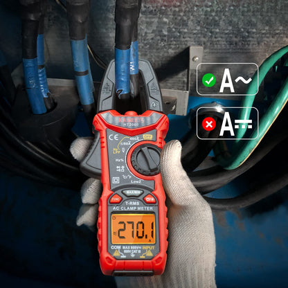 Multimetru digital tip cleste (cleste ampermetric), 6-600 V AC/DC, 6000 counts, NCV, True RMS, clampmetru cu functie hold, masurare tensiune, continuitate, rezistenta, frecventa, temperatura, Kaiweets HT206B