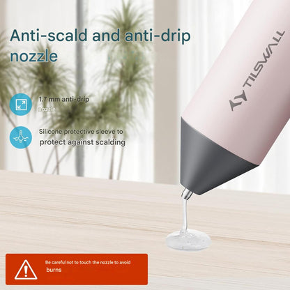 Pistol de lipit fara fir Tilswall, reincarcabil USB-C, incalzire rapida 30s, cu baterie 2000 mAh + 20 bete de lipit 7×140 mm, ideal pentru bricolaj, mestesuguri si reparatii, duza anti-picurare, roz