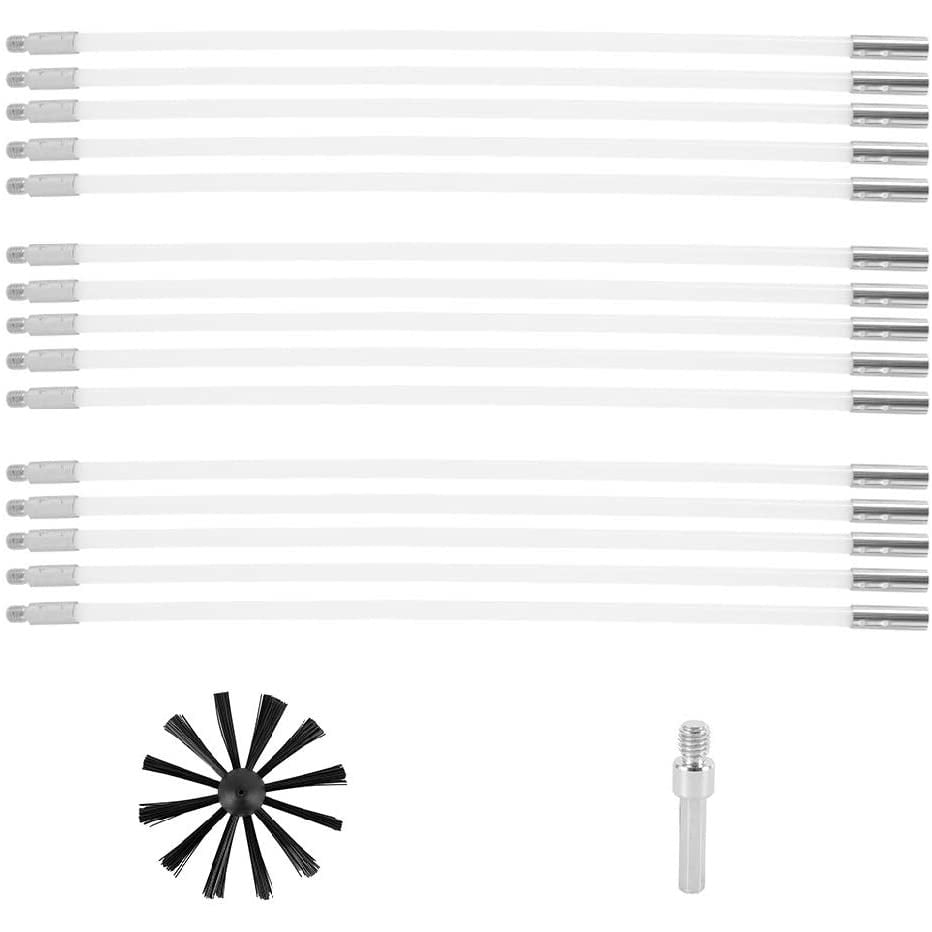 Kit de curatare cos de fum, pentru horn, cu perie, asamblare usoara, pentru sobe, centrale termice, seminee, 6m