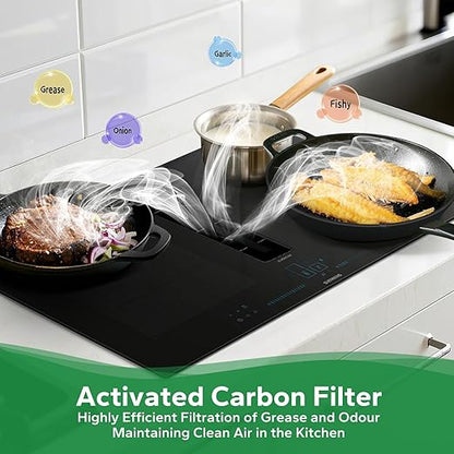 Set 4 filtre pentru hota, carbon activ, cu 5 straturi, 193 x 75 x 35 mm, filtru recirculare de schimb, compatibil Siemens, Bosch, Neff, Gaggenau, Constructa