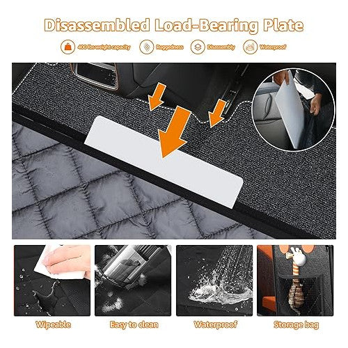 Husa auto de protectie bancheta si transport animale, pentru caini si pisici, 135 x 63 cm, impermeabila, cu fereastra din plasa, parte inferioara rigida, geanta de depozitare, pentru toate masinile