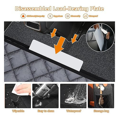 Husa auto de protectie bancheta si transport animale, pentru caini si pisici, 135 x 63 cm, impermeabila, cu fereastra din plasa, parte inferioara rigida, geanta de depozitare, pentru toate masinile