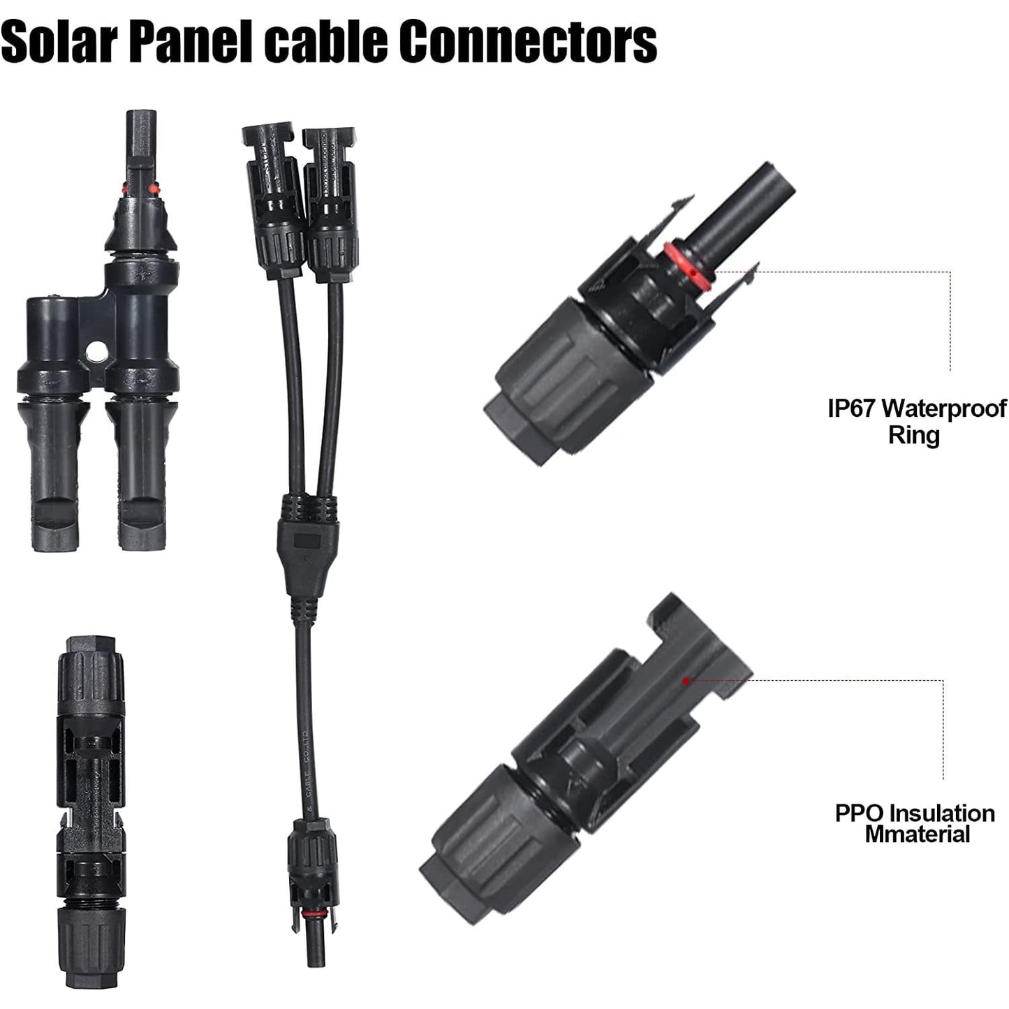 Kit de sertizare cablu solar 2.5/4/6 mm² cu cleste de sertizat si cleste de dezizolat, cu 12 conectori MC4 si 2 conectori splitter, geanta de transport si chei speciale