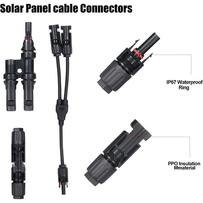 Kit de sertizare cablu solar 2.5/4/6 mm² cu cleste de sertizat si cleste de dezizolat, cu 12 conectori MC4 si 2 conectori splitter, geanta de transport si chei speciale