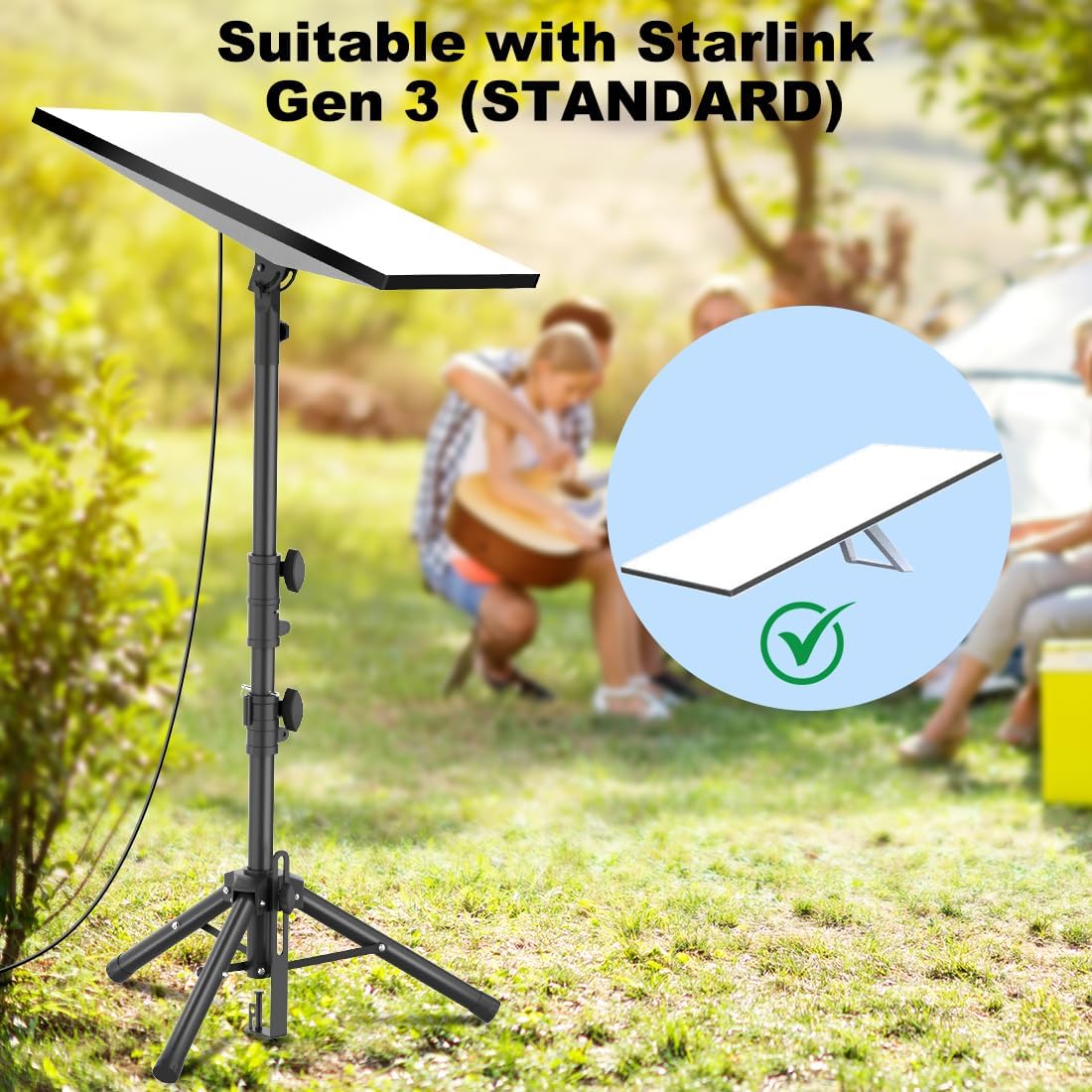 Suport pentru antena Starlink Gen 3 cu trepied reglabil 90–180°, inaltime 134 cm, otel inoxidabil, ultra-stabil cu tarusi, portabil pentru camping, curte si calatorii