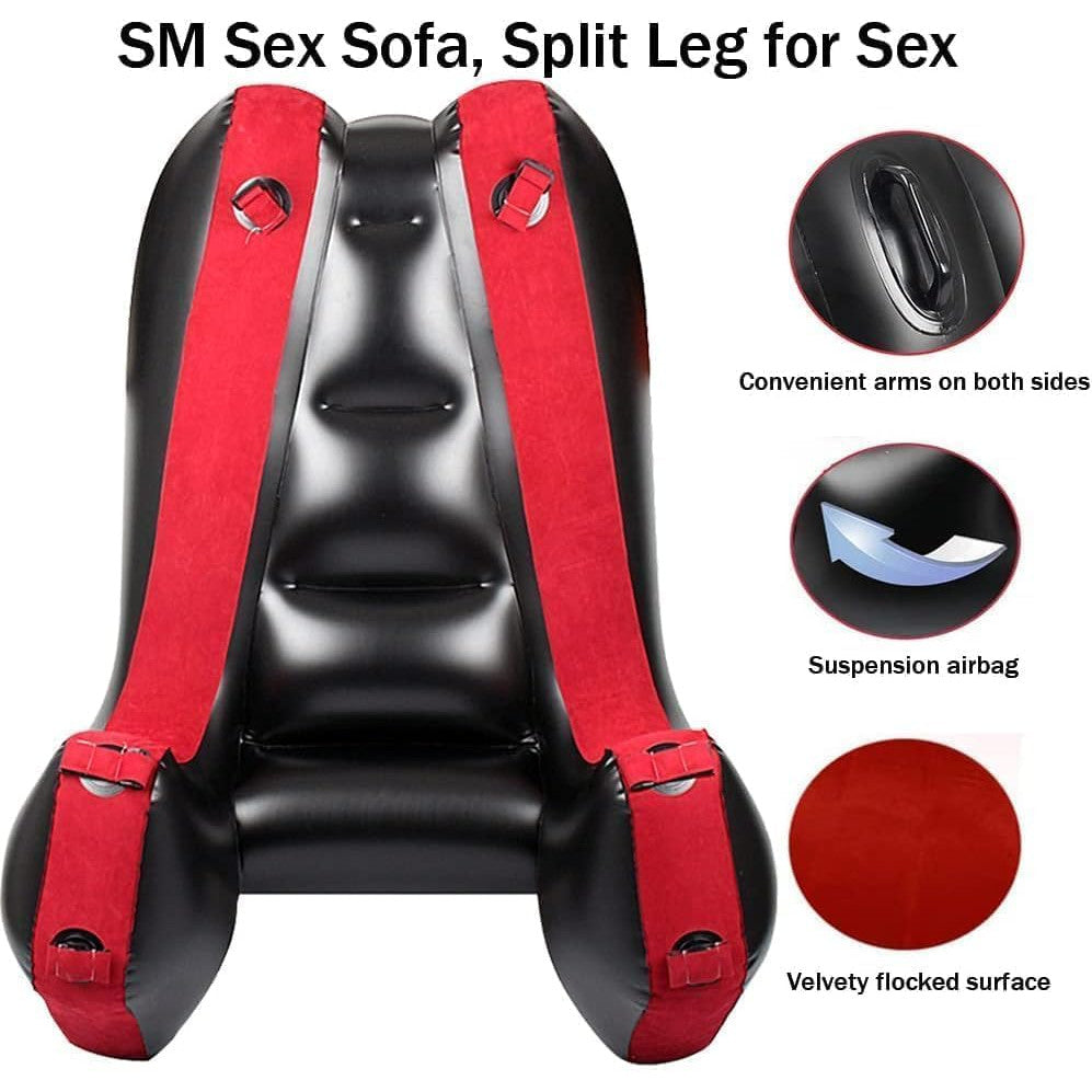 Canapea gonflabila pozitii sexuale, perna sexuala pentru jocuri de adulti, mobilier sexual gonflabil pentru pozitionarea punctului G, 50x35x18, negru/rosu