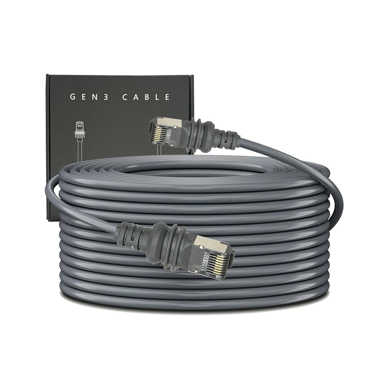 Cablu retea pentru Starlink Gen 3, de 46 m, cablu de satelit CAT 6 compatibil Starlink Standard Actuated V3, 1200 Mbps, 26AWG, impermeabil, gri