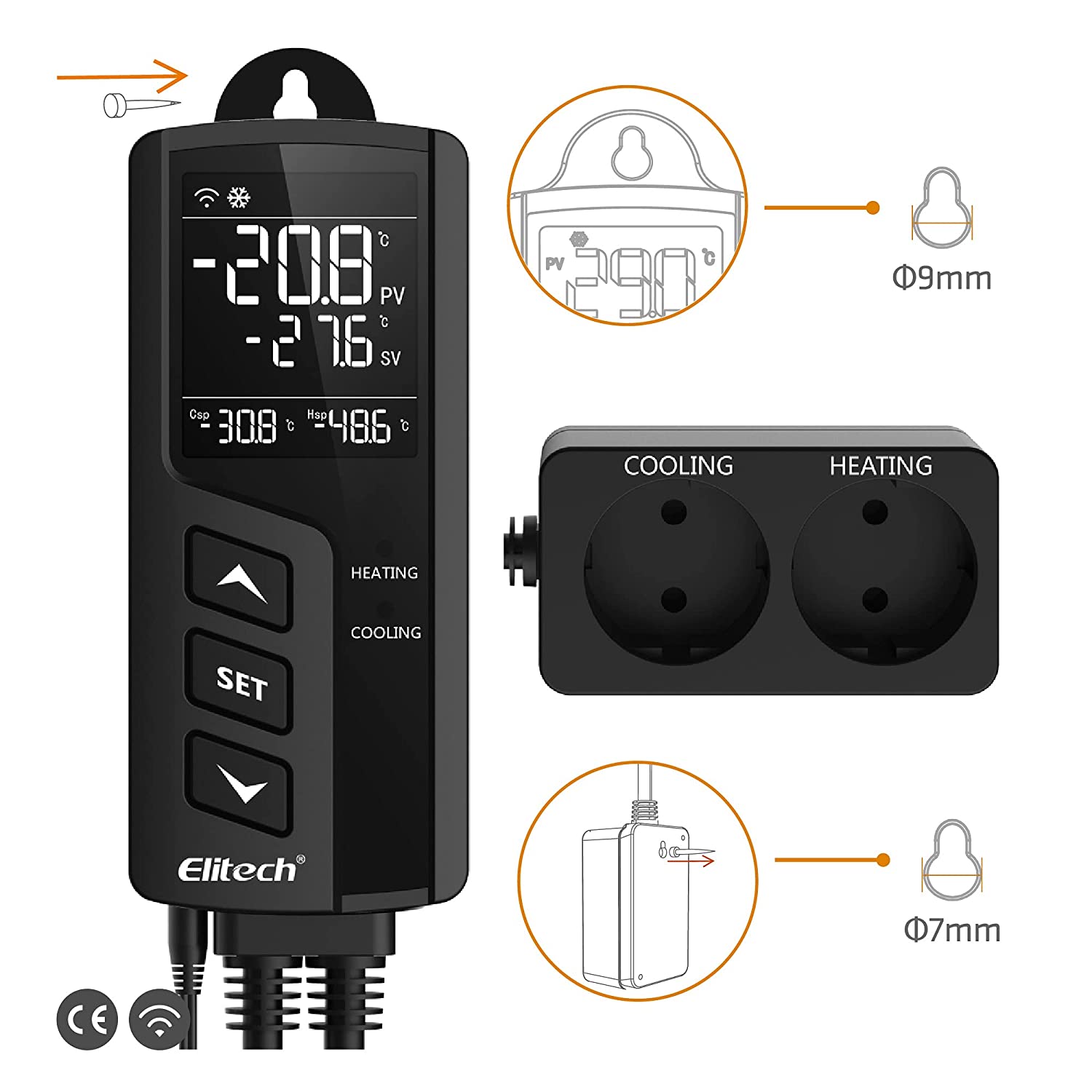 Priza smart cu termostat, WiFi, control prin aplicatie, programabil, comutator racire si incalzire automat, display LCD, STC-1000WiFi