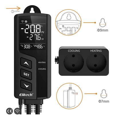Priza smart cu termostat, WiFi, control prin aplicatie, programabil, comutator racire si incalzire automat, display LCD, STC-1000WiFi