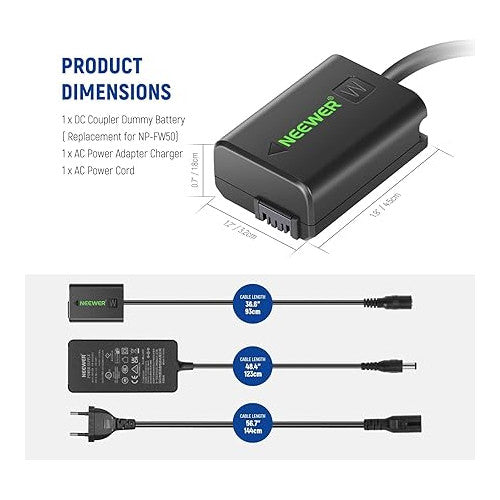 Acumulator dummy Neewer NP FW50 compatibil cu Sony A7/7R/7S A7II/7RII/7SII A6500/6400/6300/6100 NEX3/5/6/7 DSC RX10 IIIIIIV